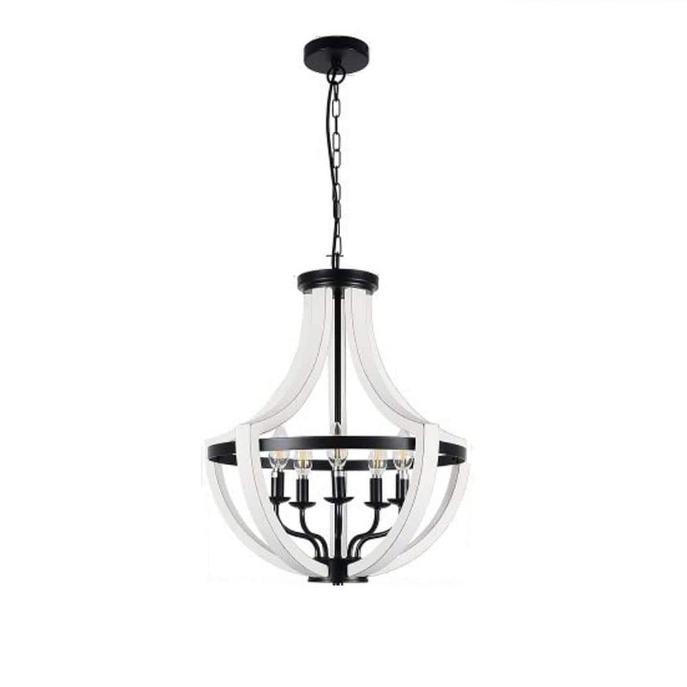 Sunpez 19 in. W 5-Lights White Chandelier Farmhouse Kitchen