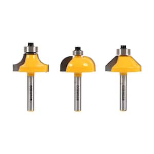Edge Forming Medium Standard Profile 1/4 in. Shank Carbide Tipped Router Bit Set (3-Piece)