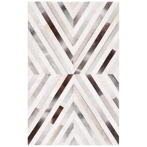 Studio Leather Gray Brown 8 ft. x 10 ft. Striped Area Rug