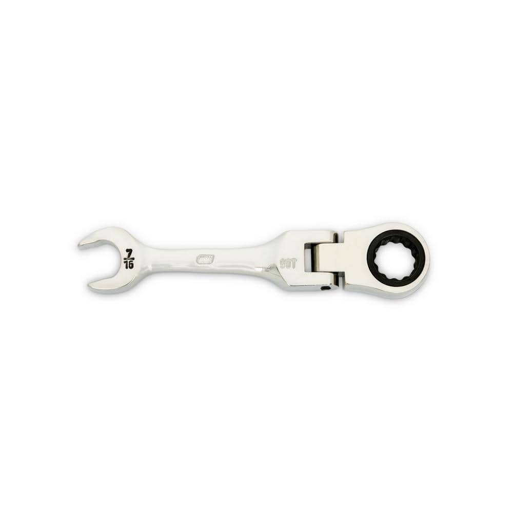 GEARWRENCH 7/16 in. 90-Tooth 12 Point Stubby Flex Combination Ratcheting  Wrench 86872 The Home Depot