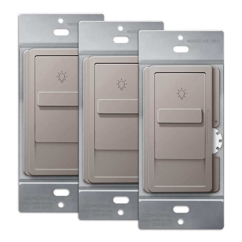 TOPGREENER Kalide 200Watt Single Pole Slide Dimmer Light Switch, No