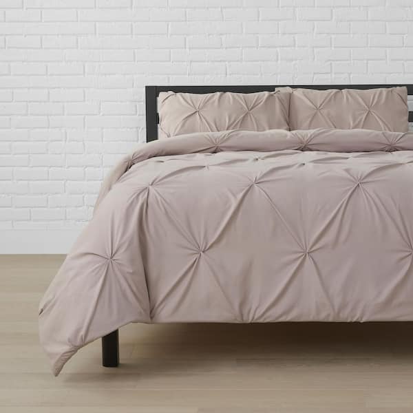 StyleWell Celina 3-Piece Dusty Mauve Pinched Pleat King Comforter Set
