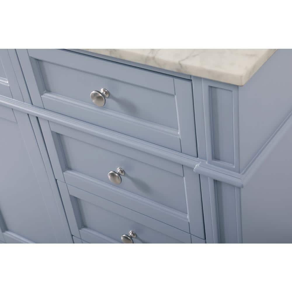Gray Solid Wood MDF Marble Single Bathroom Vanity with Porcelain Sink