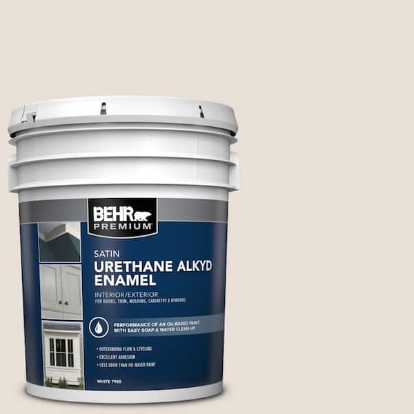 BEHR PREMIUM 5 gal. #PPU2-04 Pale Cashmere Urethane Alkyd Satin Enamel Interior/Exterior Paint