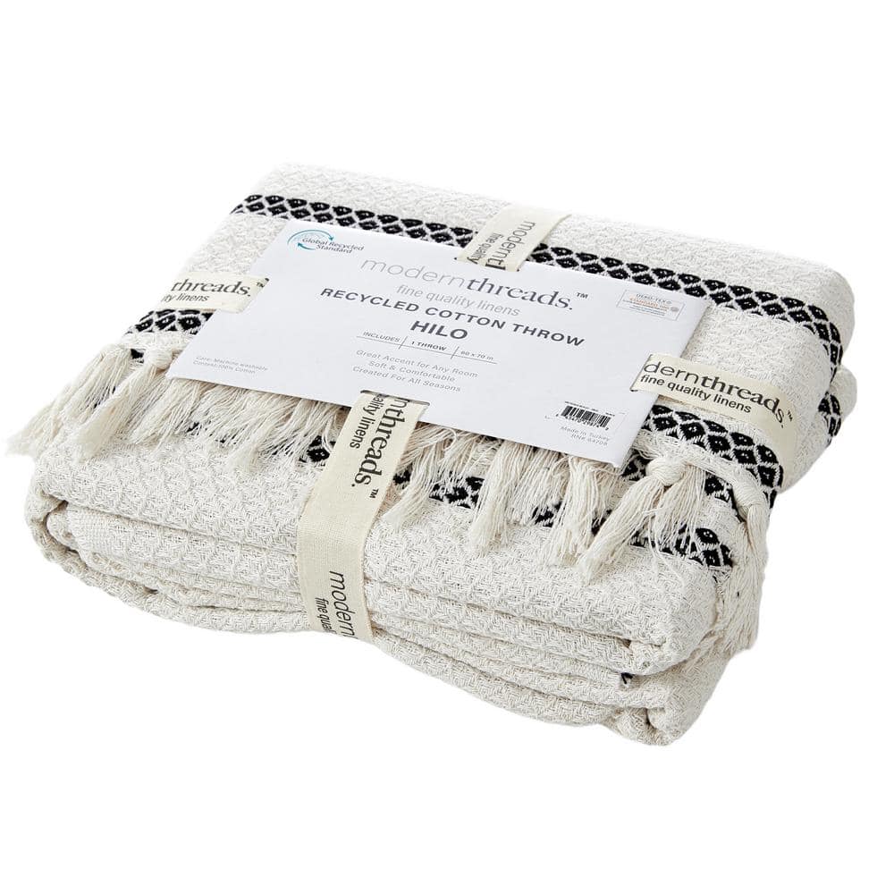 Slate Black Reversible Knitted Cotton Throw Blanket