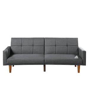Blue Gray Polyfiber Square Tufting Adjustable Sofa Sleeper