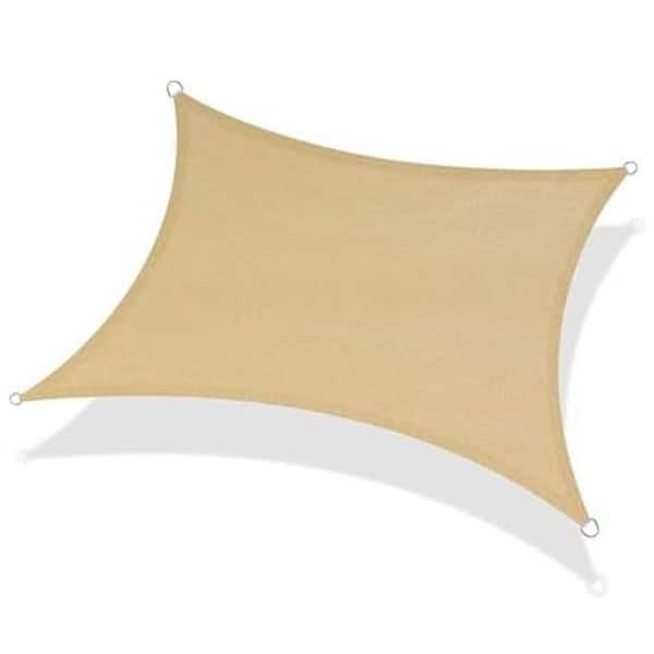 8 ft. x 12 ft. Sand Rectangle UV Block Sun Shade Sail for Outdoor Patio Garden Backyard with Stainless Steel D-Rings
