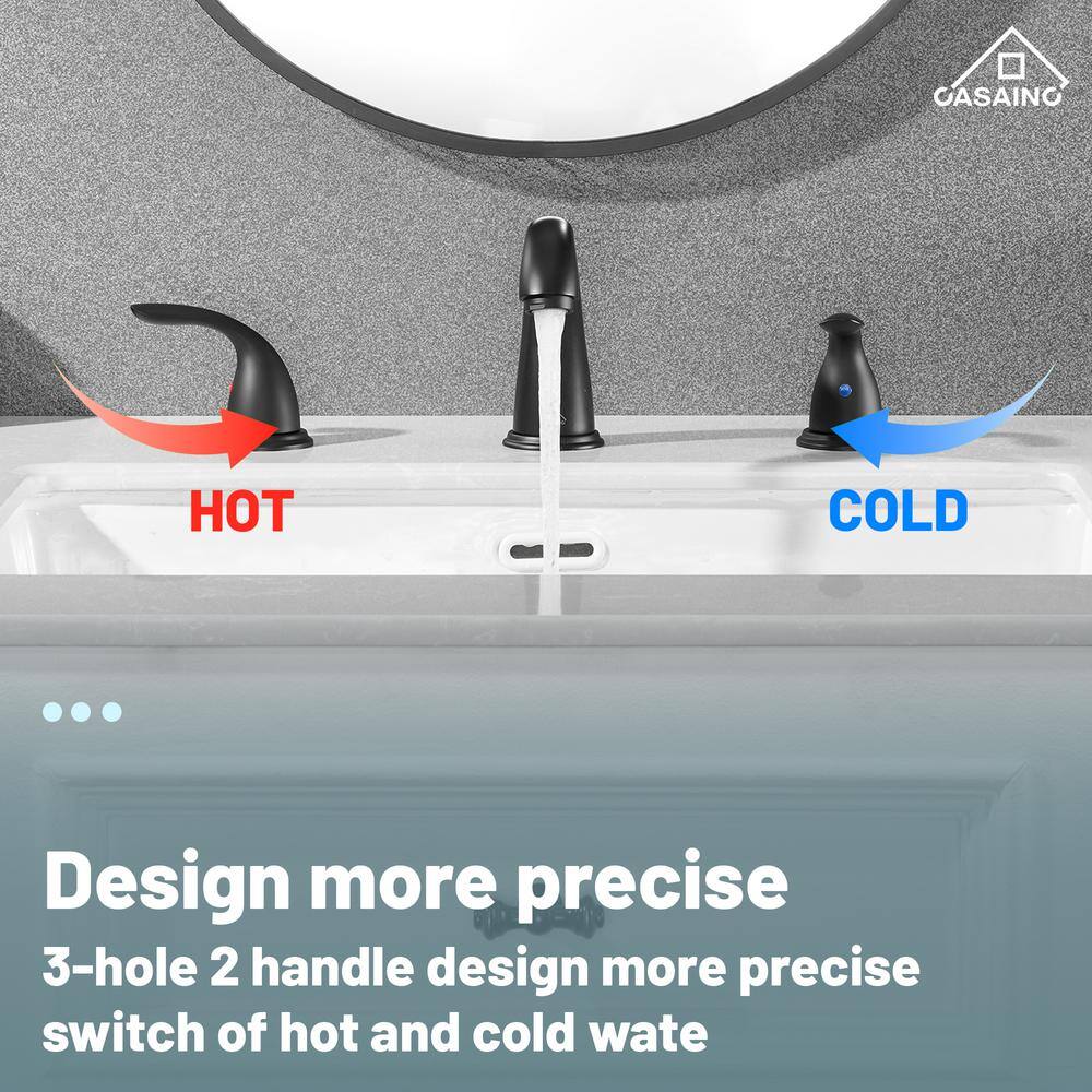 Matte Black Stainless Steel 2-Handle Widespread Bathroom Faucet