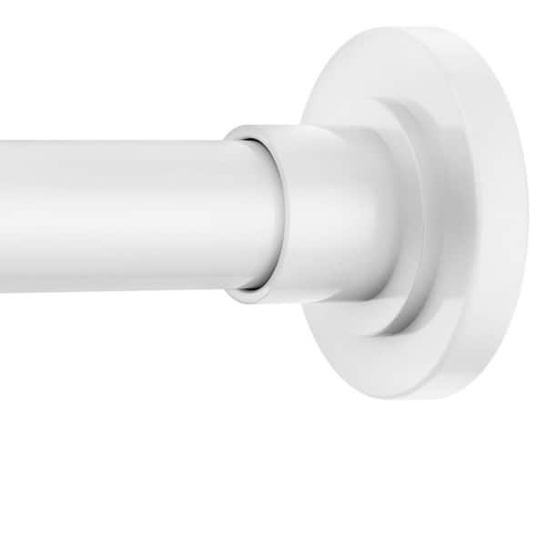 White 80 in. Stainless Steel Adjustable Tension Shower Curtain Rod, Easy Install, No Rust
