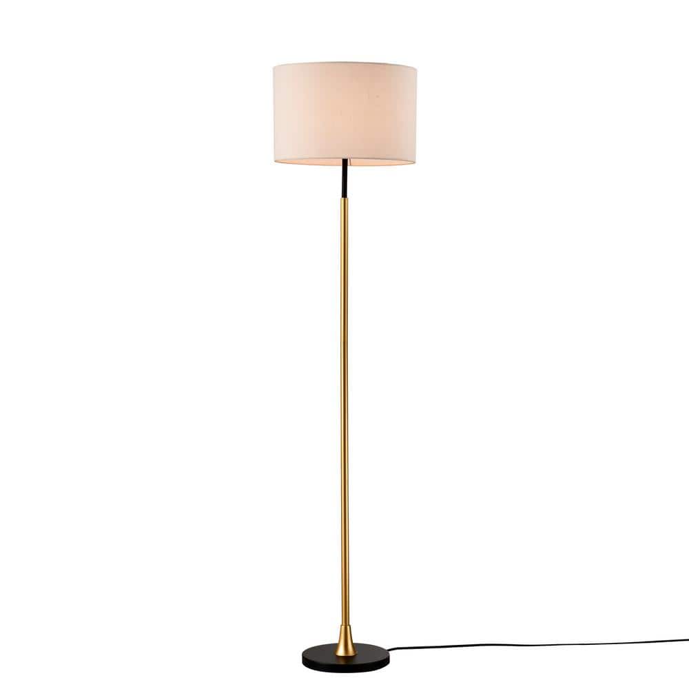 65 in. Matte Gold 1-Light Standard Floor Lamp for Living Room with Fabric Drum Shade price history on PriceWatchPro