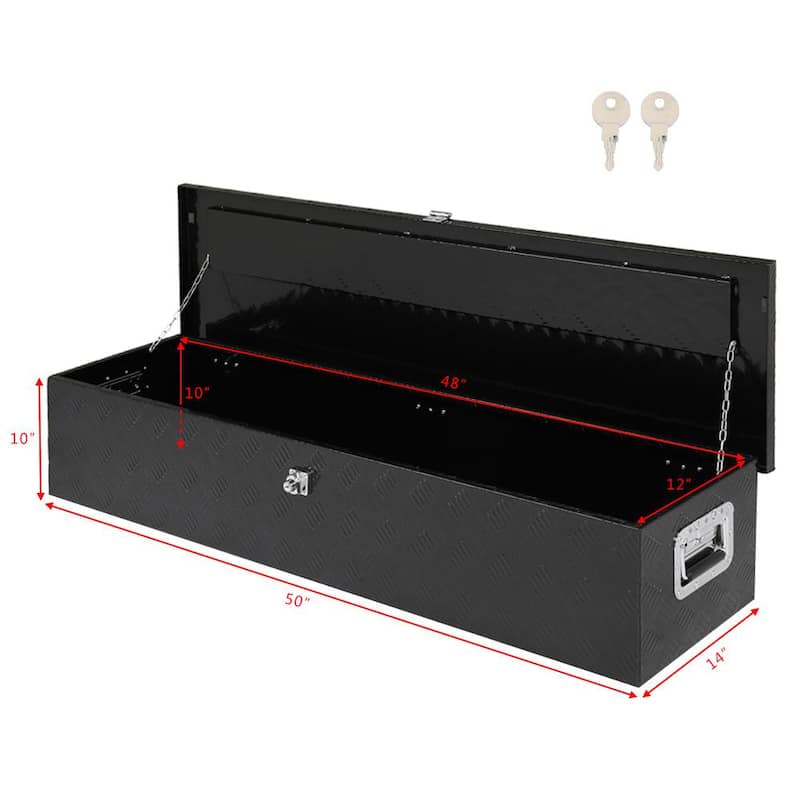 49 in. Black Aluminum Underbody Truck Tool Box with Keys