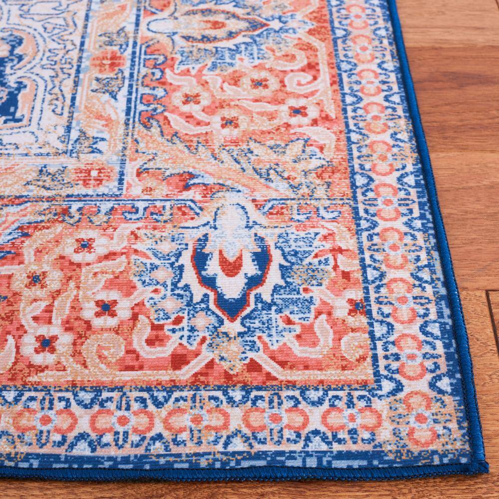 Tucson Contemporary 6' Square Blue Synthetic Washable Rug