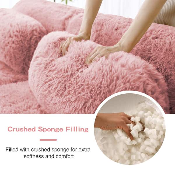 Homy Casa 80.4 in. Armless 2-Seat Plush Microfiber Modular