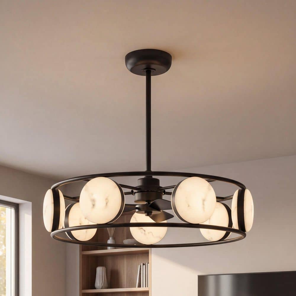 Castra 29 in. Matte Black LED Downrod Mount Ceiling Fan D'Lier with Remote Included price history on PriceWatchPro