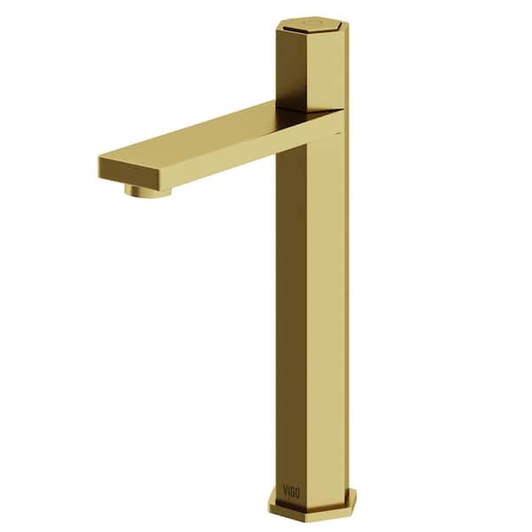 VIGO Nova Single Handle Single-Hole Bathroom Vessel Faucet in Matte Brushed Gold