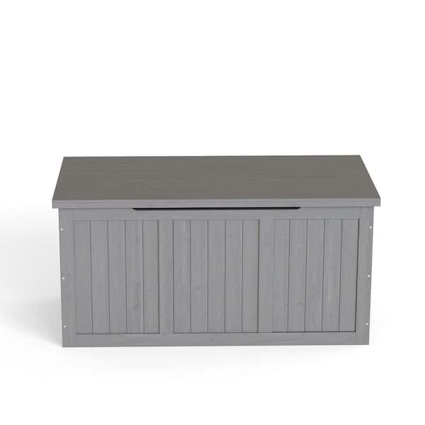 67 Gal. Outdoor Solid Wood Deck Box Storage Box Seat and Table Top for Patio