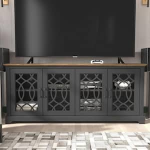 Raccon 68.2 in. Black with Knotty Oak Wide TV Stand Fits TV's up to 75 in.