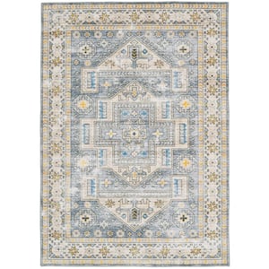 Washable Phillip Grey/Beige 3 ft. x 5 ft. Abstract Rectangle Area Rug