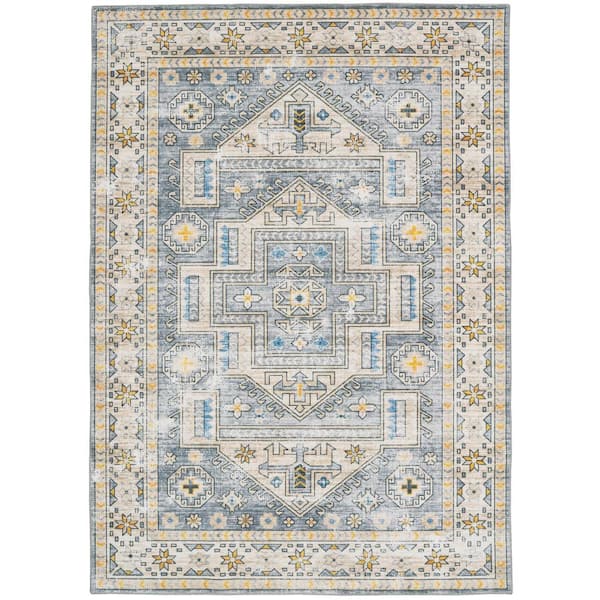 Linon Home Decor Washable Phillip Grey/Beige 3 ft. x 5 ft. Abstract Rectangle Area Rug
