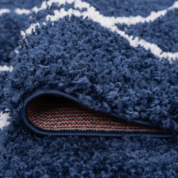 Tayse Rugs Jersey Shag Diamond Navy 8 ft. x 10 ft. Indoor Area Rug