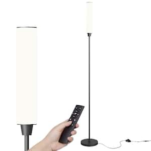 61 in. Black Torchiere Floor Lamp for Living Room Adjustable Colors & Brightness with Remote Control & Foot Switch
