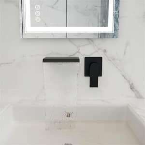 SARA Single-Handle Wall Mount Water Fall Two Holes Bathroom Sink Faucet with Spot Resistant in Matte Black