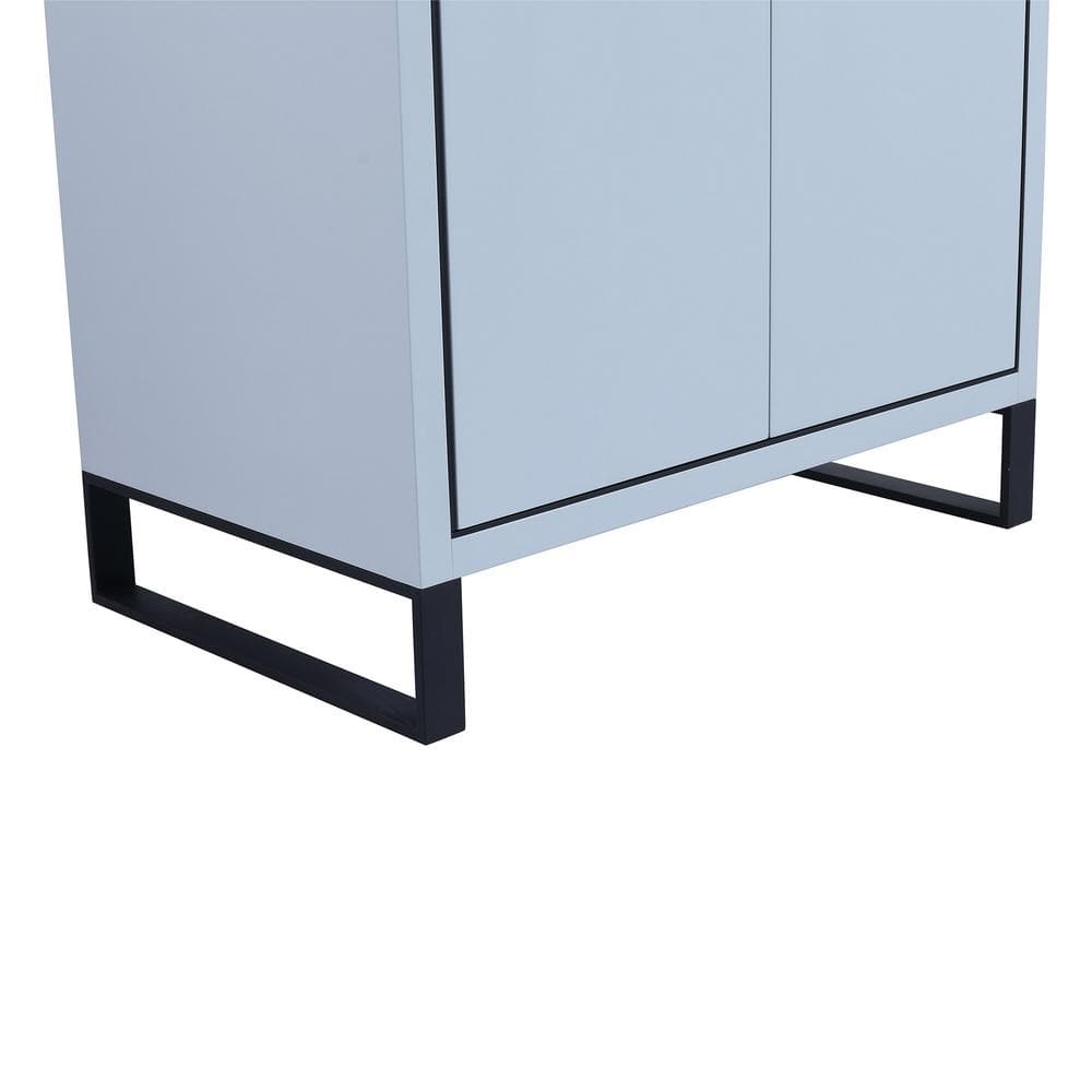 Pastel Blue Single Bathroom Vanity with White Ceramic Sink