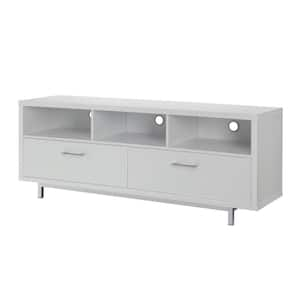 Seafuloy 59.8 in. W White MDF TV Cabinet with (2) 3-Tier Storage and  Tempered Glass Cabinet TV up to 65 in. C-WF287841AAK - The Home Depot