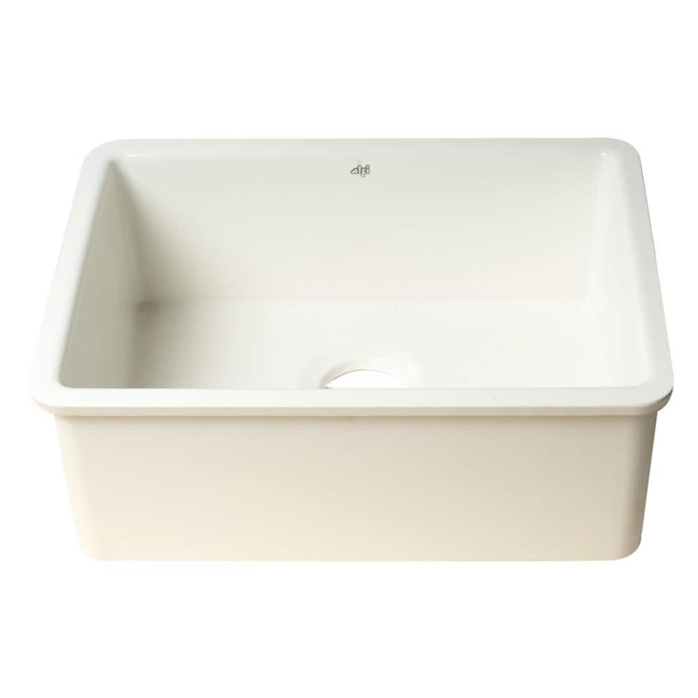 23.25'' White Fireclay Farmhouse Single Bowl Kitchen Sink