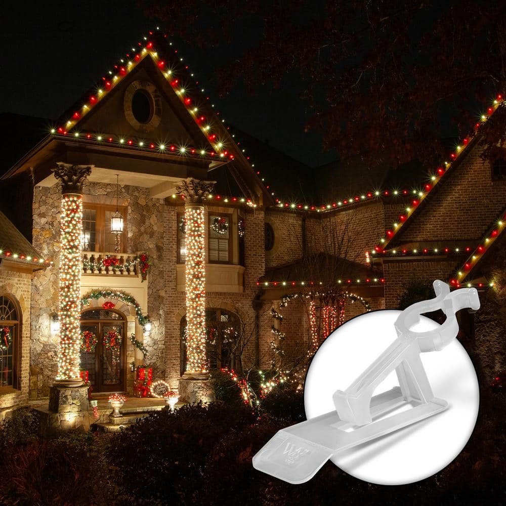 Wintergreen Lighting All-in-One Clear Polypropylene Christmas Light Clips, 100 Pack