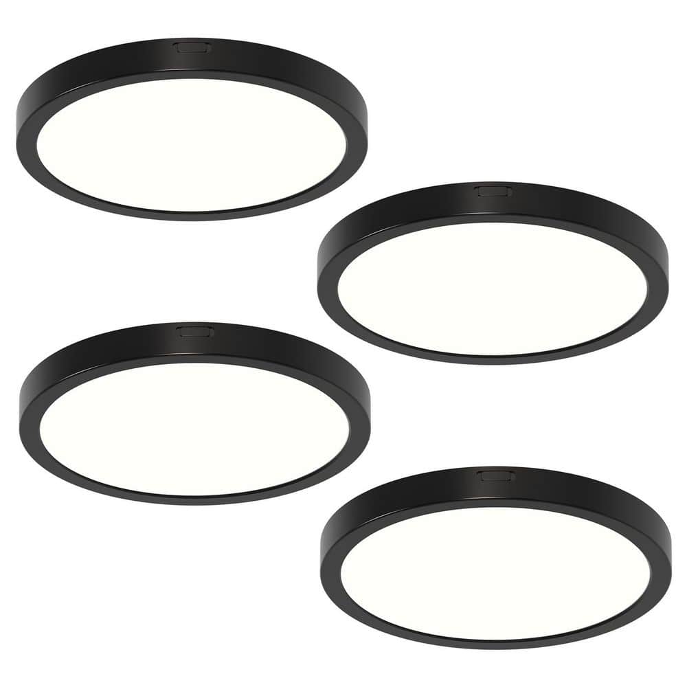4-PACK 9 in. 20-Watt 1100 Lumen Ultra Slim Black Integrated LED Round Flush Mount Ceiling Light 0-10V Dimmable price history on PriceWatchPro