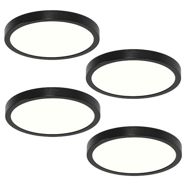 8-Pack 9 in. 20-Watt 1100 Lumens Ultra Slim Black Integrated LED Round Flush Mount Ceiling Light 0-10-Volt Dimmable