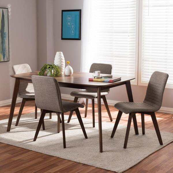 Baxton Studio Sugar 5 Piece Light Gray Dining Set 144 67957946 HD