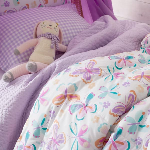 Pottery Barn Kids Butterfly Cotton Full Quilt, Throw Pillow 2 Shams Sheet  Set