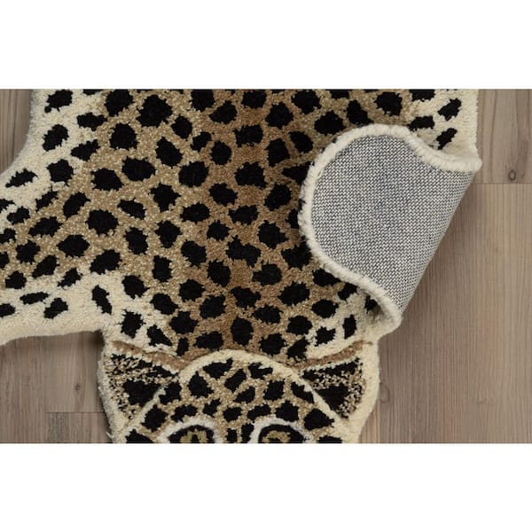 Jungle Cheetah Gold and Black 3 ft. x 5 ft. Modern Tufted Animal Print Wool Specialty Indoor Accent Area Rug
