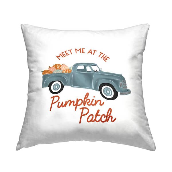 Stupell Industries Seasonal Pumpkin Patch Autumn Truckload Orange Print Polyester 18in. X 18in. Throw Pillow