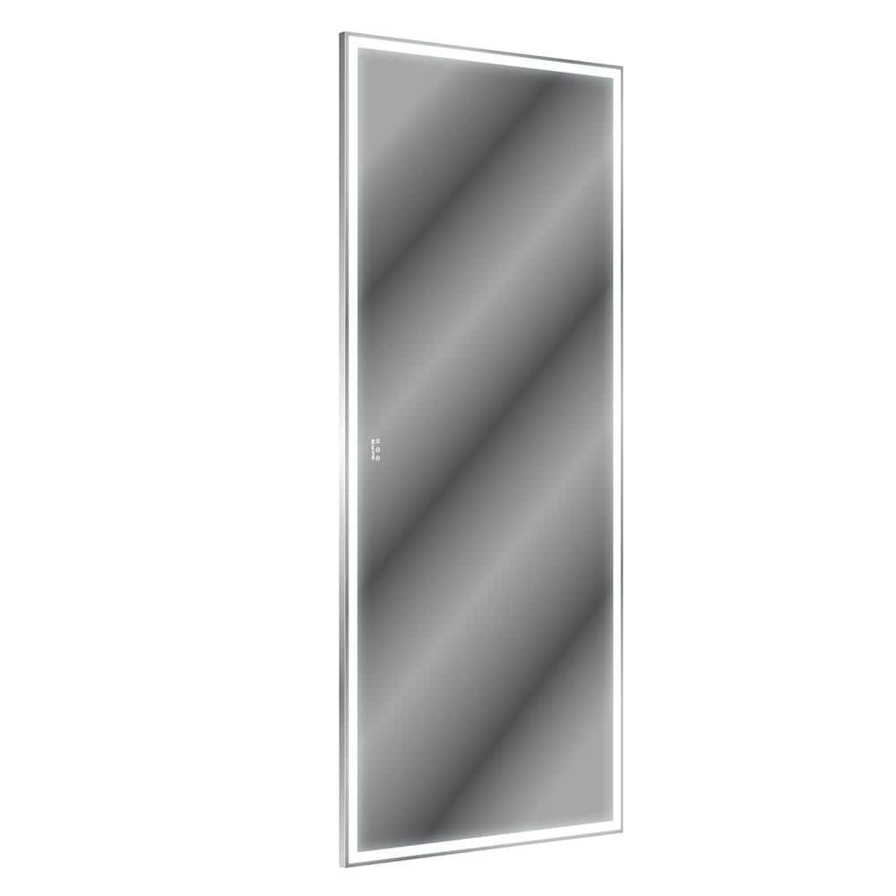 84 in. W x 36 in. H LED Rectangle Framed Full Length Vanity Silver Mirror w