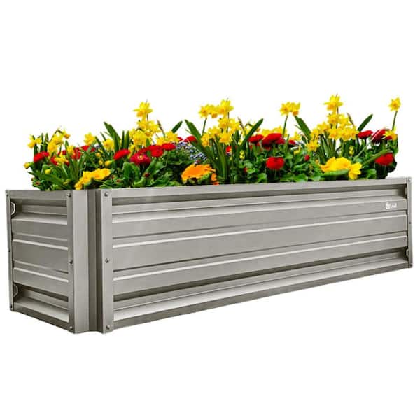ALL METAL WORKS 24 inch by 72 inch Rectangle Ash Grey Metal Planter Box