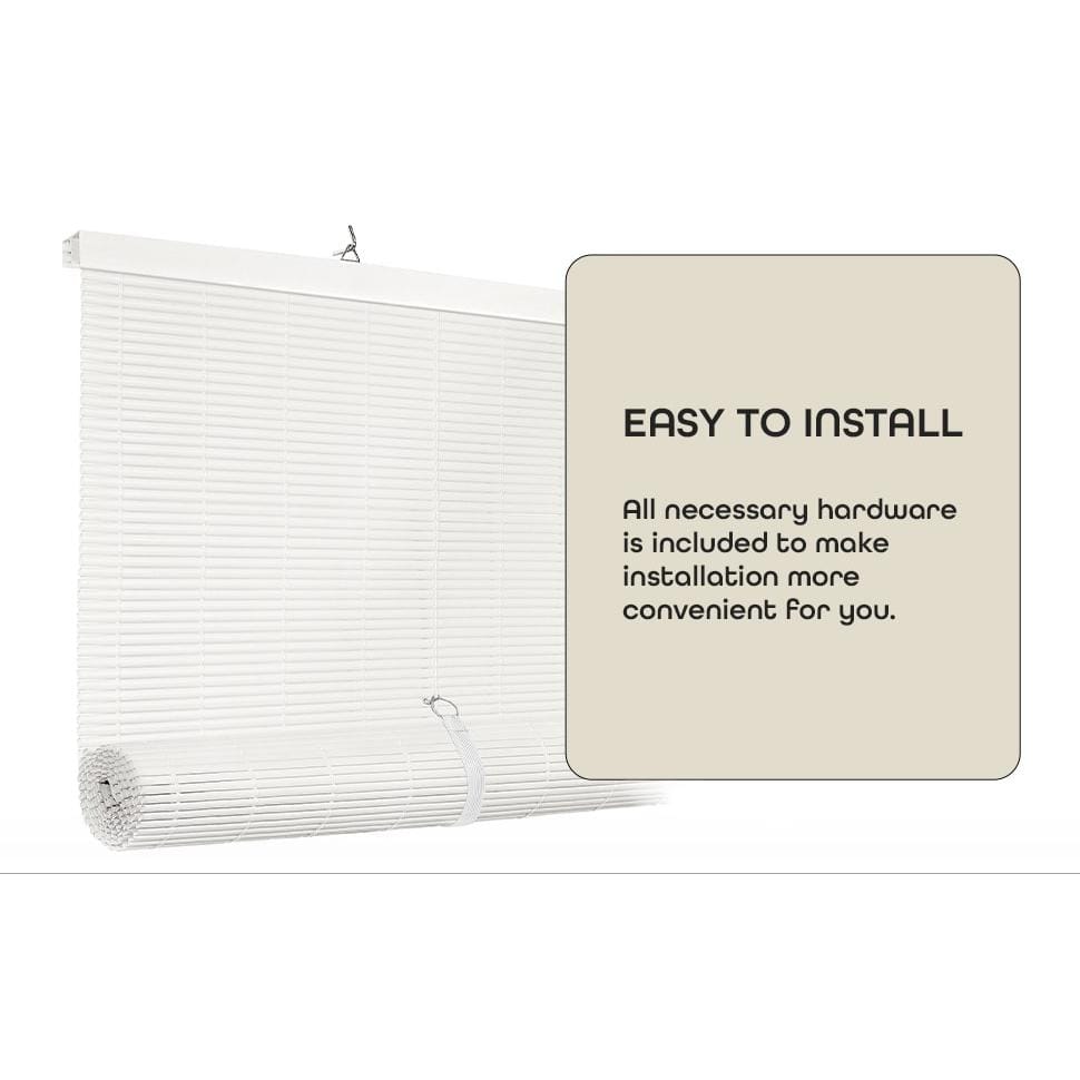 Cordless Solstice 72" White Vinyl Roll-Up Outdoor Blind