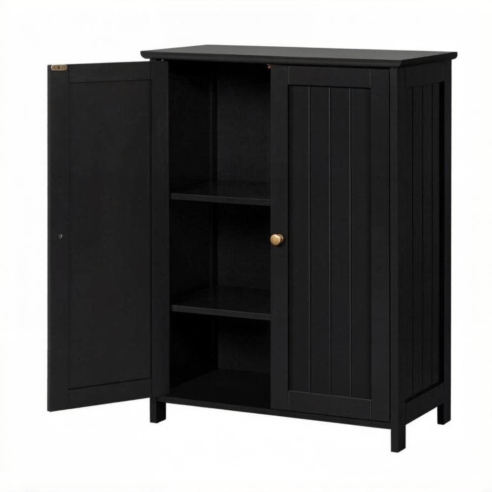 24 in. W x 32 in. H Rectangular Wood Medicine Cabinet without Mirror in Black 3-Tier Home Living Room Furniture price history on PriceWatchPro