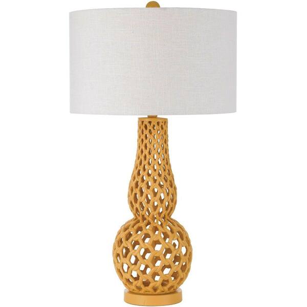 AF Lighting Chain Link 31 in. Yellow Resin Table Lamp with White Shade