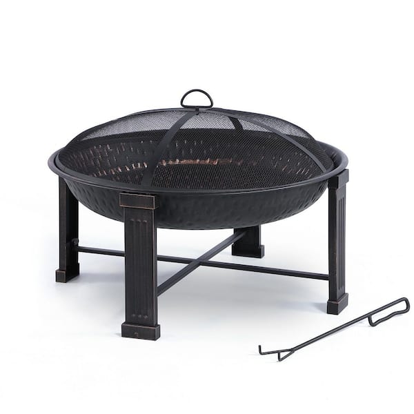 DIRECT WICKER 28 in. Round Steel Wood Fire Pit with Poker