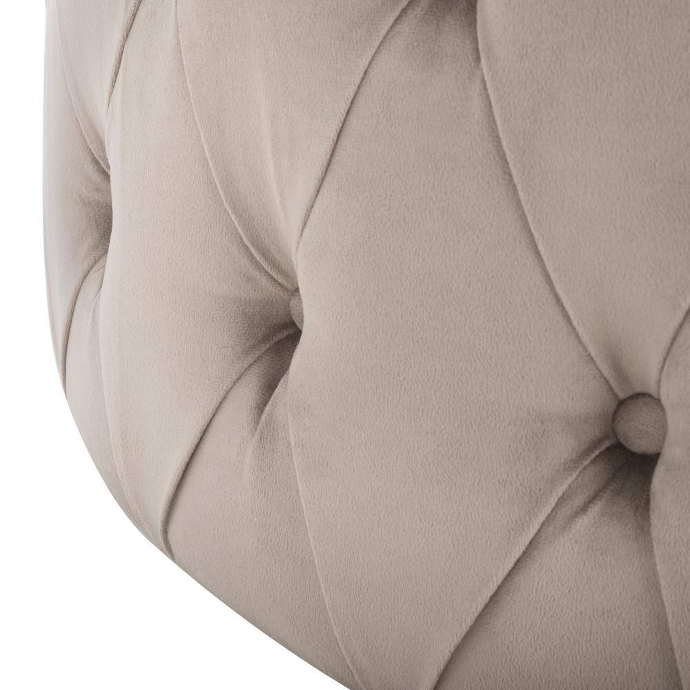 Charlene 39" Gray Tufted Round Cotton Ottoman
