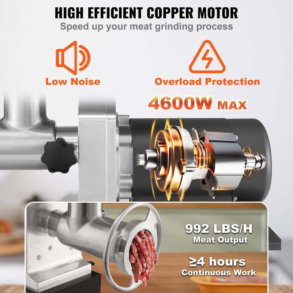 Heavy Duty Stainless Steel Electric Meat Grinder with Sausage Stuffer