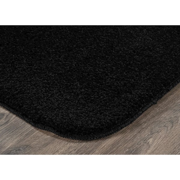 Sedona Black Solid Color Plush Polypropylene Rectangle 3 Piece Bath Rug Set