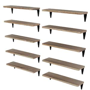 17 in. W x 4.5 in. D Natural Decorative Wall Shelf, Set of 10 Wall Mounted