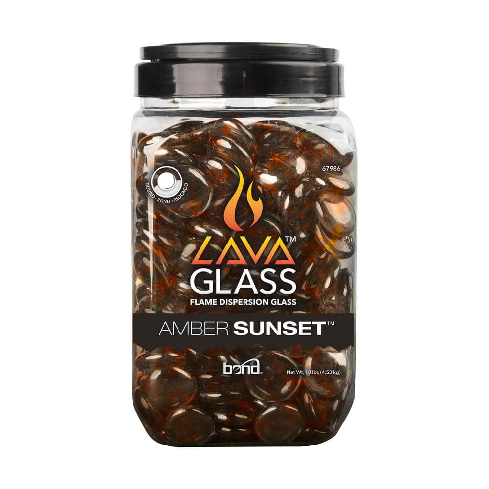 Amber Sunset Round LavaGlass Fire Pit Glass 10 lbs.
