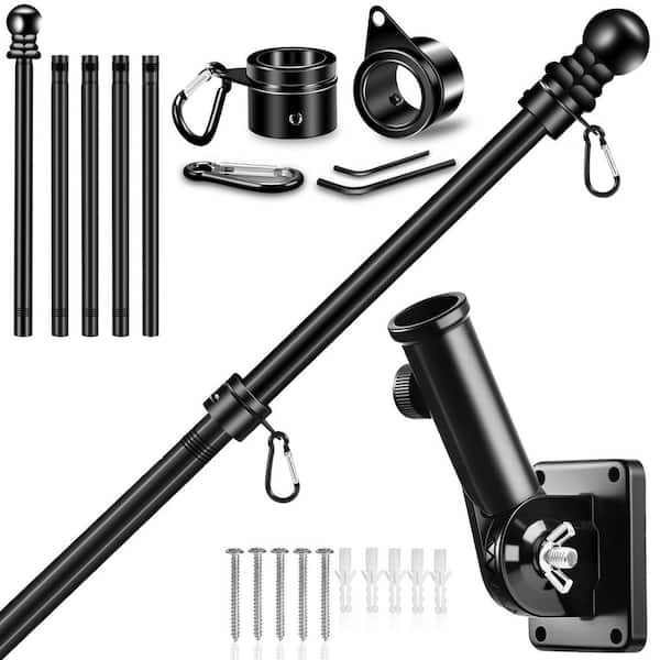 6 ft. Flag Pole Kit with Mutil-Position Bracket and Spinning Flagpole Ring 1 in. Thicken Stainless Steel Metal Flag Pole