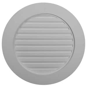 27 in. x 27 in. Round Primed Polyurethane Paintable Gable Louver Vent Non-Functional