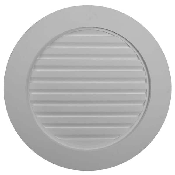 Ekena Millwork 27 in. x 27 in. Round Primed Polyurethane Paintable Gable Louver Vent Non-Functional